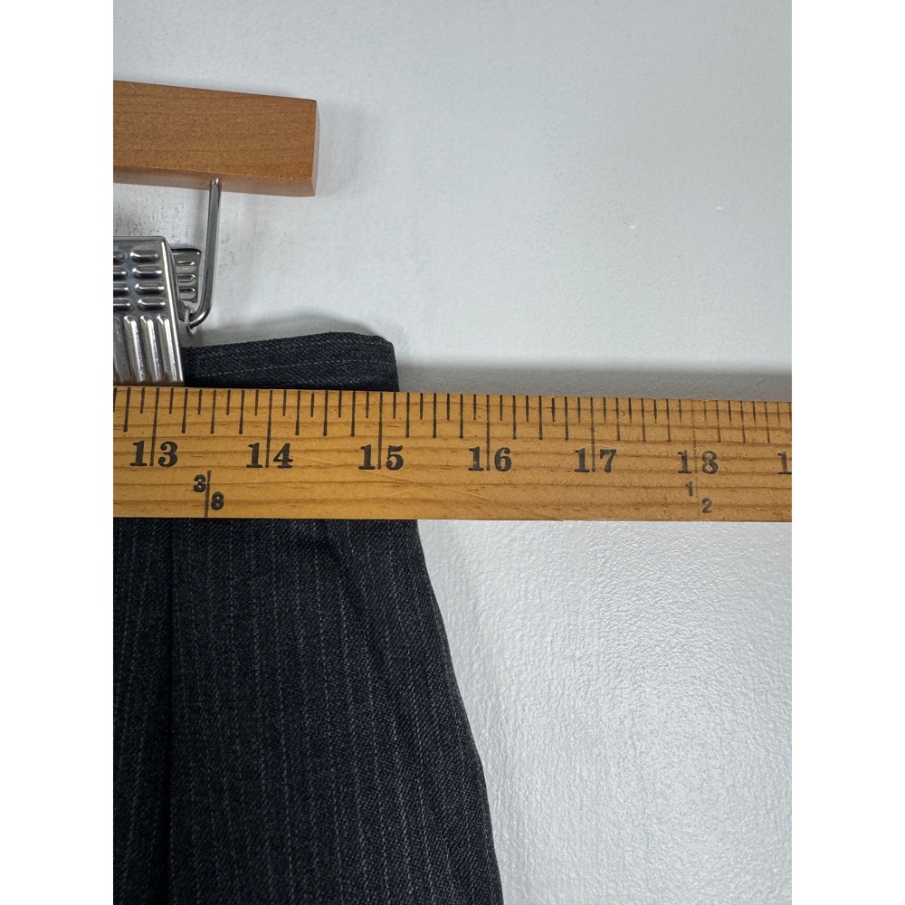 Dark Academia Rafaella Womens 12 Wool Trousers Gray Pinstripe Pleated High Rise - Picture 6 of 10